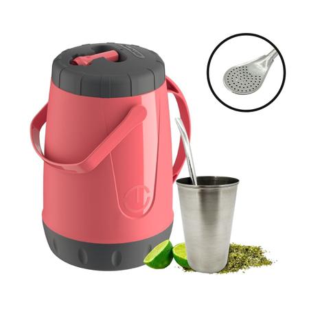 Imagem de Kit Tereré 1 Garrafa Térmica 2,5L Unitermi 1 Copo Cuia De Inox 200ml 1 Bomba Lisa