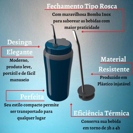 Imagem de Kit Tereré 12 Garrafas Térmica Jarra Pavia 2,5L + 12 Copos Térmico 650ML Bomba Inox Unitermi Cores