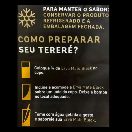 Imagem de Kit Tereré Black Erva Mate 500g + Copo de Alumínio Térmico Preto + Bomba Clássica Cromada