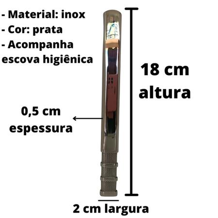 Imagem de Kit tereré cuia copo quadrado 250ml prata + bomba tela clássica prata 18cm + escova