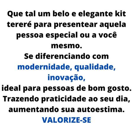 Imagem de Kit tereré cuia copo redondo 350ml alumínio parede dupla azul + bomba premium tela luxo 18cm prata + escova higiene