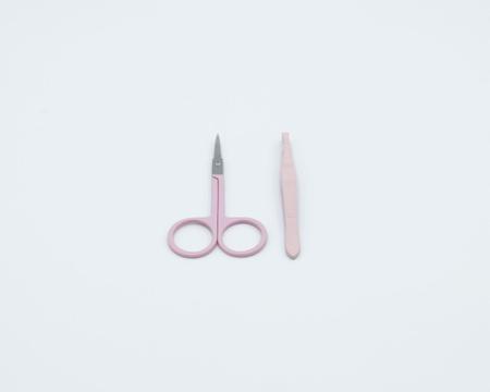 Imagem de Kit Tesoura de Unha e Pinça Rosa e Azul