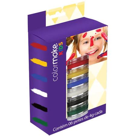 Imagem de Kit Tinta para Rosto Cremosa Infantil com 6 Cores