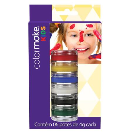 Imagem de Kit Tinta para Rosto Cremosa Infantil com 6 Cores