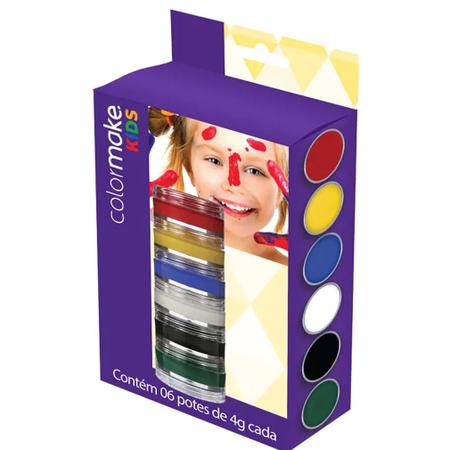 Imagem de Kit Tinta para Rosto Cremosa Infantil com 6 Cores