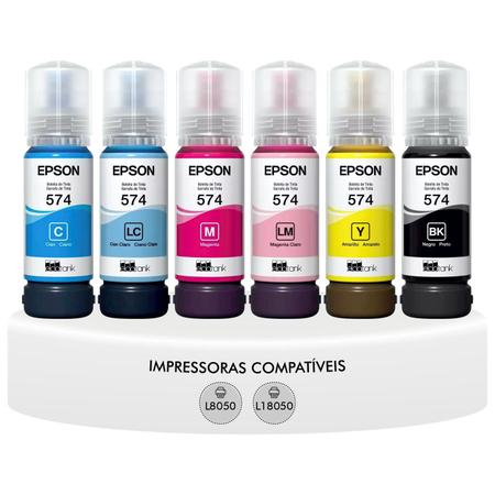 Imagem de Kit Tinta T574 6 Cores Original Epson Fotográfico Compatível Impressoras L8050 L18050