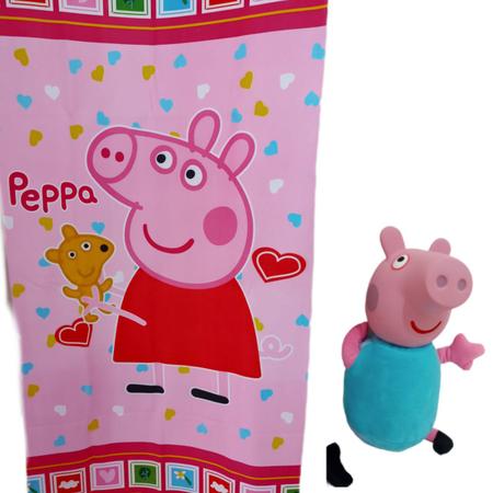 KIT Toalha + Pelúcia George 43X25cm Desenho Peppa Pig Fofo - Loja