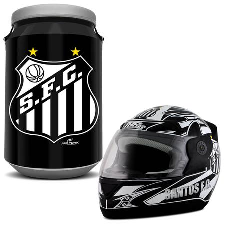 Imagem de Kit Torcedor Capacete Pro Tork Santos + Cooler Térmico Alvinegro Santos 24 Latas