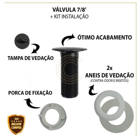 Imagem de Kit Torneira de Banheiro Lavatório Cuba Link Alta 3060 Metal Preta + Valvula 7/8 + Engate 50 cm + Sifão Black PRETO 2120