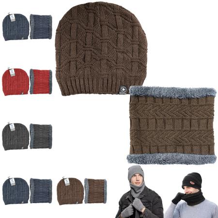 Imagem de kit Touca Gorro Cachecol Masculino Frio Inverno Quentinho Interior Forrado Borda Felpuda Varias Cores