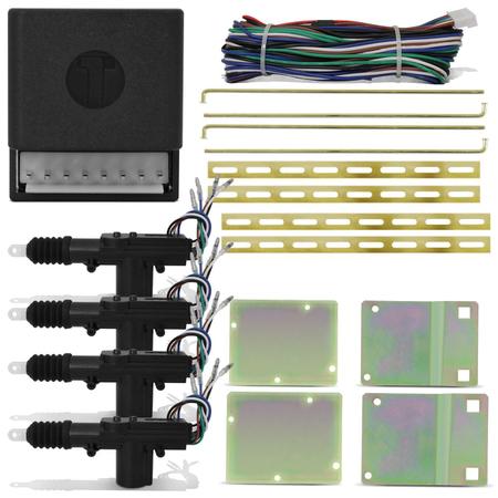 Imagem de Kit Trava Elétrica Hilux CD 11 a 15 4 Portas Dupla Serventia + Jogo Suportes Aço