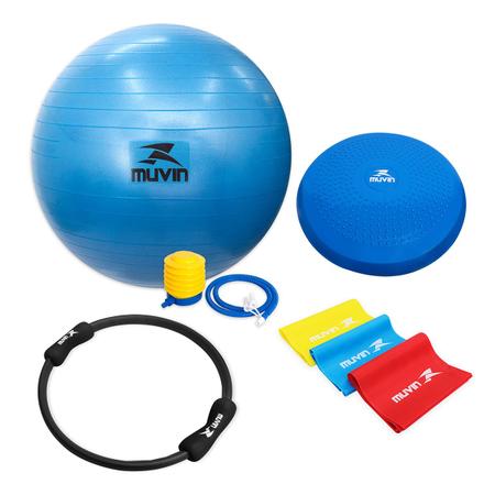 Kit Treino Funcional Muvin - Bola de Pilates 55cm + Disco de