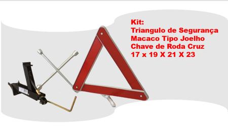 Imagem de Kit Triangulo + Macaco Tipo Joelho + Chave Roda Cruz Galvanizada