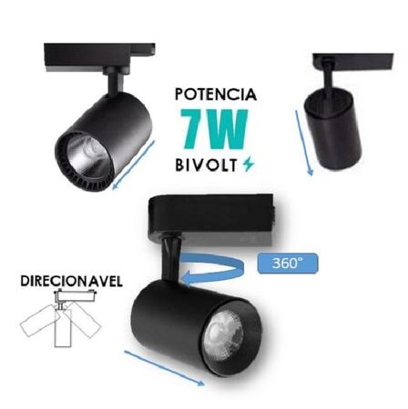 Imagem de Kit Trilho Eletrificado 1 Metro Com 2 Spots Led Preto 7W 6500K CONSICE FASHION Kit Trilho Com 2 Spot