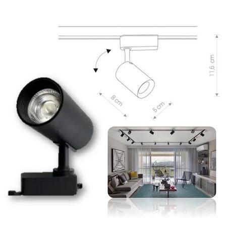 Imagem de Kit Trilho Eletrificado 1m Preto Com 3 Spots Led 7w 3000K