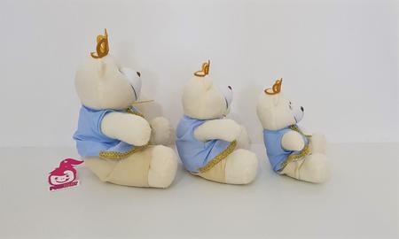 Imagem de Kit Trio De Ursinhos Para Nicho Realeza Azul Bebê Príncipe Coroa  - PolyBaby