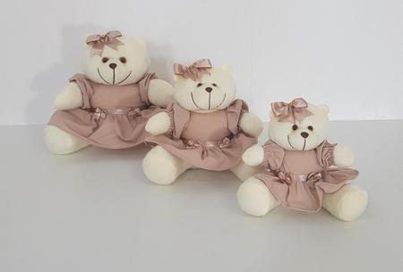 Imagem de Kit Trio De Ursinhos Para Nicho Ursa Laço Rosê - PolyBaby