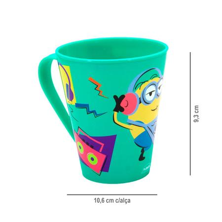 Imagem de Kit Trio Escolar Infantil Garrafinha 500ml Retrô, Caneca 360ml e Sanduicheira Plasútil