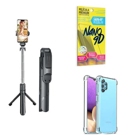 Imagem de Kit Tripé de Selfie + Capinha Samsung A32 5G + Película 9D