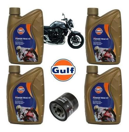 Imagem de Kit Troca Óleo Gulf 15W50 100% Sintético Suzuki Bandit 1250