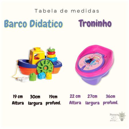 Imagem de Kit Troninho Frozen Princesa Disney+Brinquedo Barco Encaixar Pedagógico