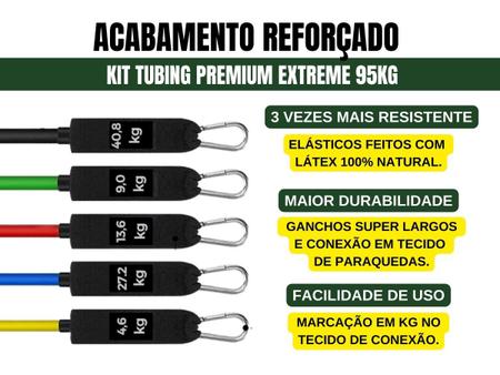 Imagem de Kit Tubing Premium Extreme Elástico Extensor com Barra de Exercícios Bravus