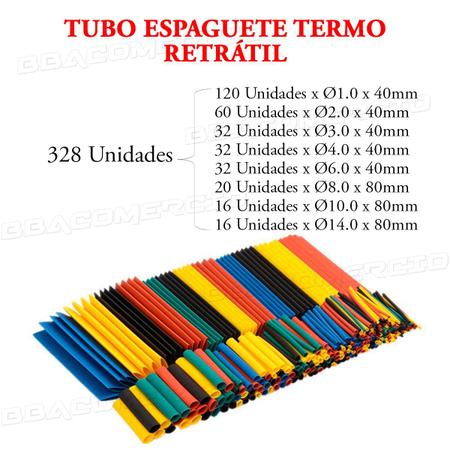 Imagem de Kit Tubo Espaguete Termo Retrátil 328 Unidades Colorido