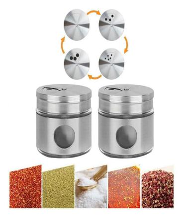Imagem de Kit Unyhome Porta Condimentos Saleiro/ Pimenteiro Versátil Bocal com 3 Tipos de Dosagem