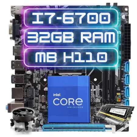 Imagem de Kit Upgrade Intel I7-6700 + Ddr4 32gb  + Placa Mãe H110