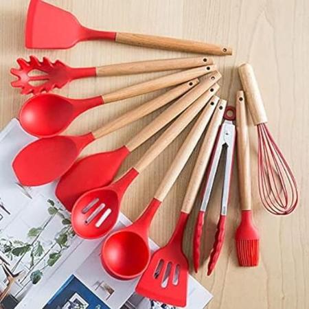 Imagem de Kit Utensílios Cozinha 12 Peças Silicone Antiaderente VERME