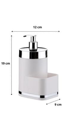 Imagem de Kit utensilios cozinha 4 peças branco Future escorredor de louças, lixeira, detergente, suporte talheres