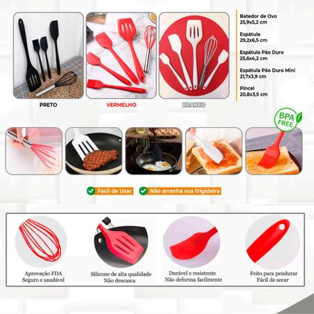 Imagem de Kit Utensílios Cozinha Silicone Espátula 5 Peças Collor