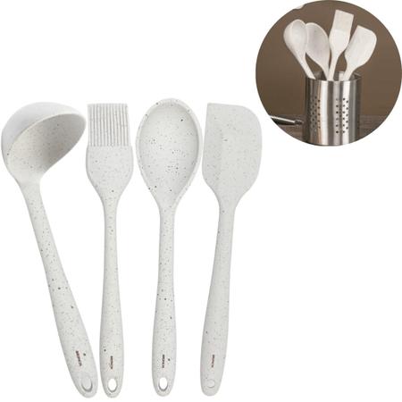 Imagem de Kit Utensílios de Cozinha Cabo de Silicone Antiaderente Resistente ao Calor Flex 