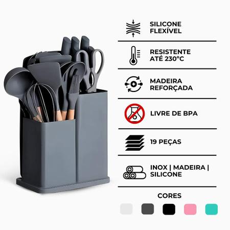Kit Utensílios de Cozinha Jogo Completo 19 - SMEKUC Imagem de Kit Utensílios de Cozinha Jogo Completo 19