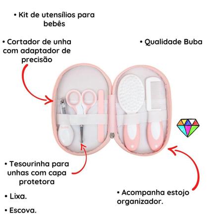 Imagem de Kit Utensilios de Cutelaria Higiene Para Bebes Buba Rosa