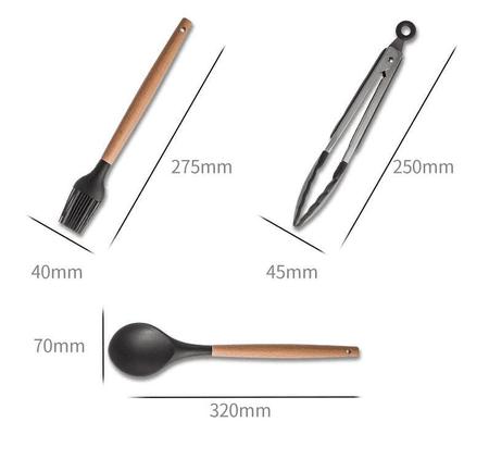 Imagem de Kit Utensílios De Silicone Para Cozinha 11 Peças Cinza