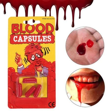 Imagem de Kit Vampiro Drácula Capa + Presas + Sangue Terror Halloween