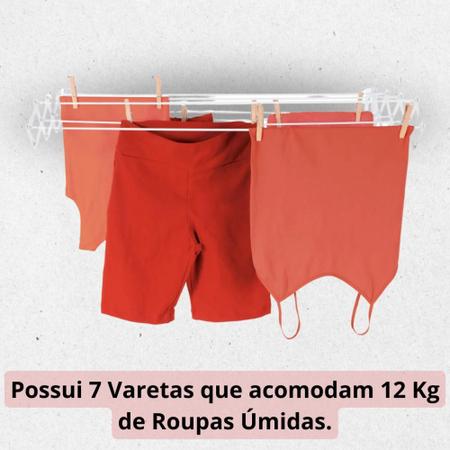 Imagem de Kit Varal de Parede Sanfonado 1 Metro + 48 Prendedores de Roupa Coloridos Lavandeira  Mor 