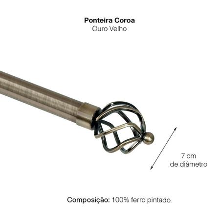 Imagem de Kit Varão Cortina 1,20 à 2,10m Coroa Ouro Velho Evolux