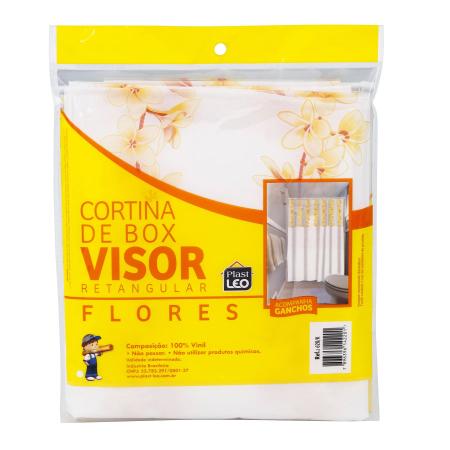 Imagem de Kit Varão + Cortina Box Banheiro - Varao Extensivel 70 ate 120cm Metal e Cortina Leo Vinil - FLORES com Visor - PANAMI