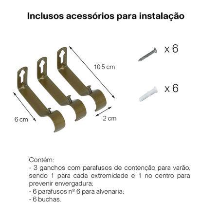 Imagem de Kit Varão Cortina Extensivo 1,60 a 3,00m Elegance Ouro Velho