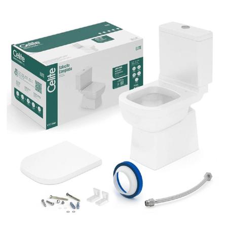 Imagem de Kit Vaso Sanitário Celite Elite Com Caixa Acoplada E Acessórios Branco 1747230010300