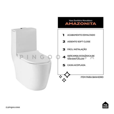 Imagem de Kit Vaso Sanitário Monobloco Amazonita e Ducha Higiênica para Banheiro Apa - Branco e Preto