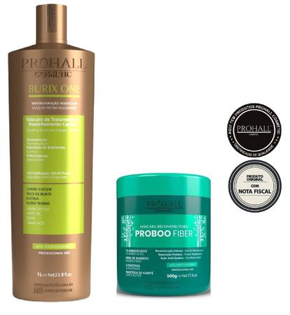 Kit Vegana Burix Escova 1l + Proboo Mascara Pos Quimica 500g - PROHALL Imagem de Kit Vegana Burix Escova 1l + Proboo Mascara Pos Quimica 500g