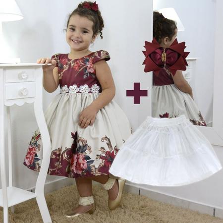 Kit vestido infantil da princesa Sofia + laço cabelo + saia filó