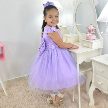 Kit Vestido infantil tema Princesa Sofia + Laço para Cabelo - Lilás