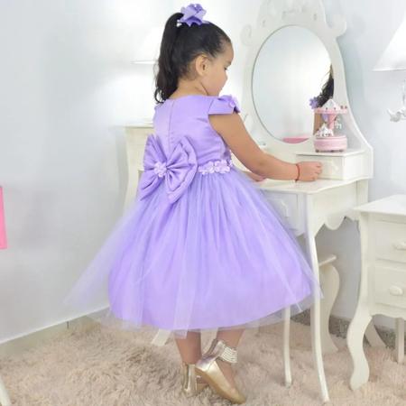 Vestido Lilás Sofia Tule Sobre a Saia - Menina 6 Meses a 10 Anos