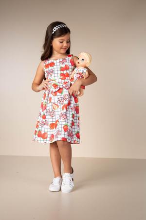 Roupa Menina Vestido Infantil + Roupa Para Boneca Combinando
