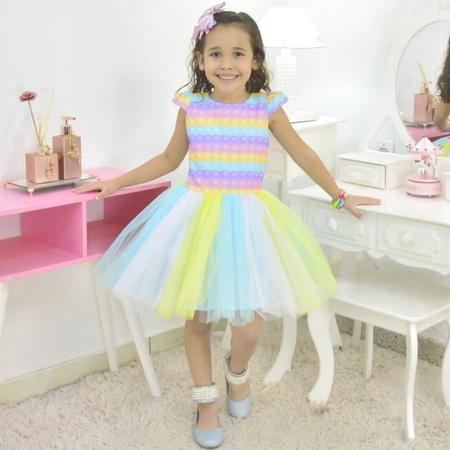 Imagem de Kit Vestido Pop It Fidget Toy - Popts + laço para cabelo