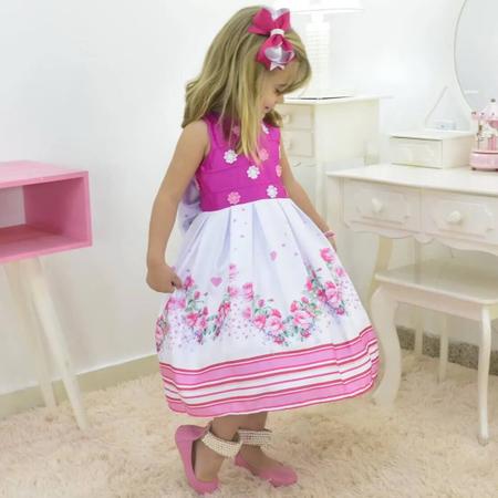 Kit Vestido infantil Princesa Ariel + laço cabelo + saia de filó